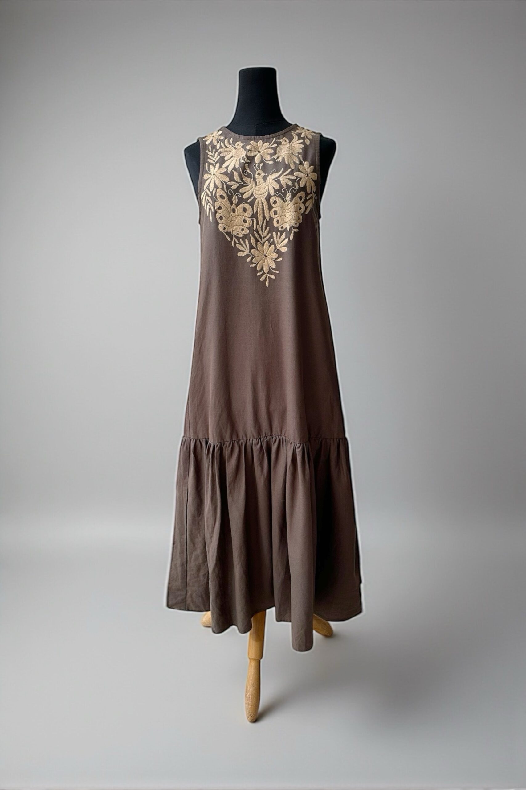 Vestido de Lino Olivo Talla Chica