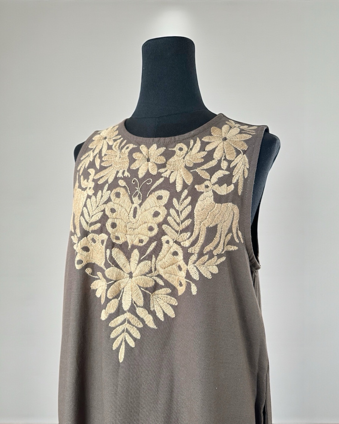 Vestido de Lino Olivo Talla Grande - Imagen 2