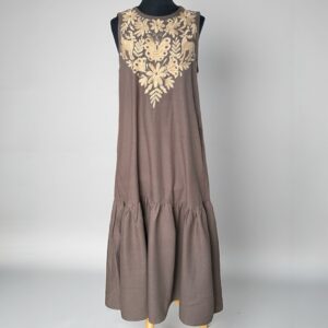 Vestido de Lino Olivo Talla Grande