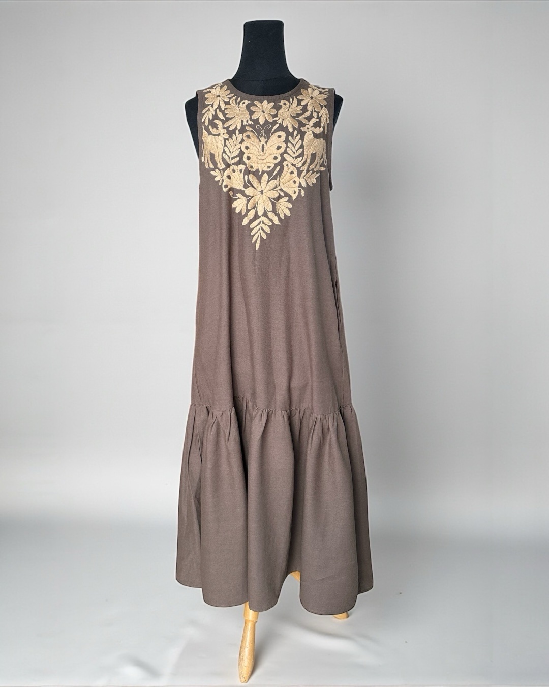 Vestido de Lino Olivo Talla Grande